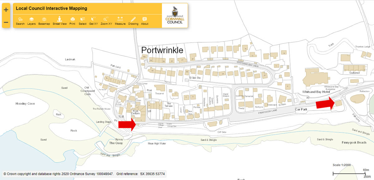 Map showing location of the defibrillators in Portwrinkle